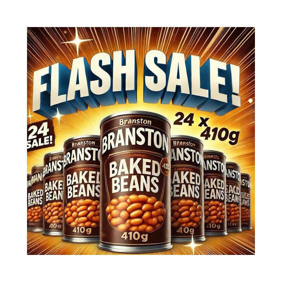 (Default) 24x Branston Baked Beans in Rich and Thick Tomato Sauce 410G Cans, Gluten Free and High in Fibre and Protein. Snack Fruit