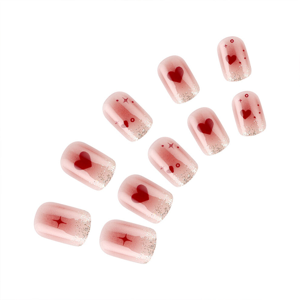 24x Valentine's Day Artificial Nails Glittering False Nails