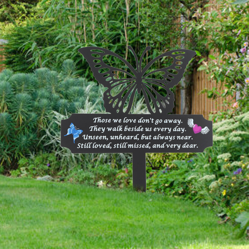 Iron Memorial Stake Marker 32x30cm Butterfly Cemetery Grave Decor