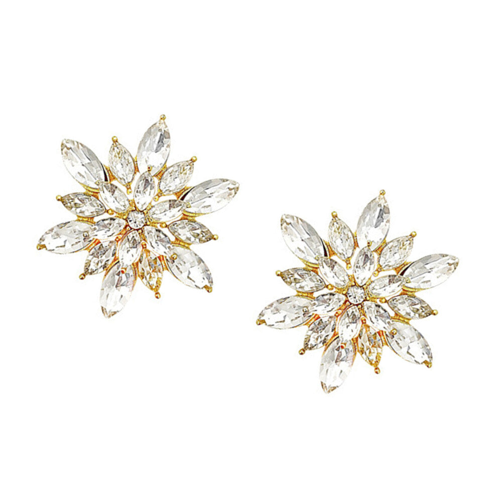 Trendy Silver Needle Ear Rings Flower Studs Earrings with