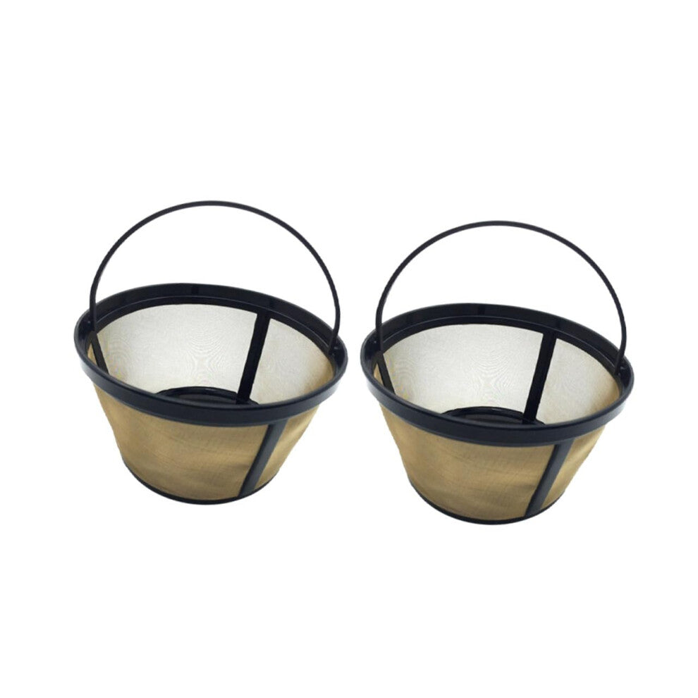 Reusable Cone Shape Coffee Filter Mesh Basket - 2PCS Golden Bucket Style for Precision Filtration with Cone Coffee Makers