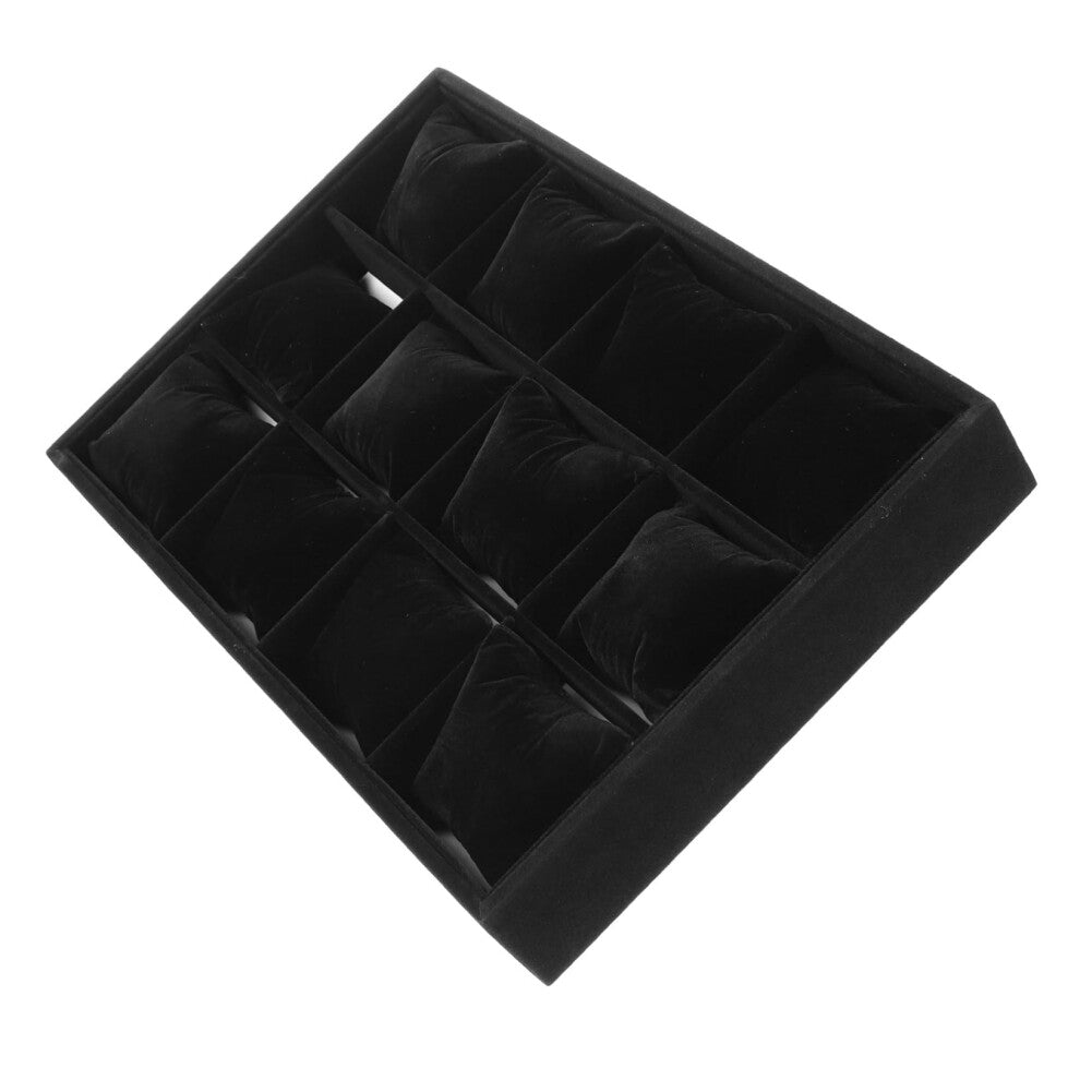 Watch Bracelet Storage Tray - Stackable Jewelry Organizer with Soft Pillows for Watches and Bracelets, Multiple Slots, Black Color