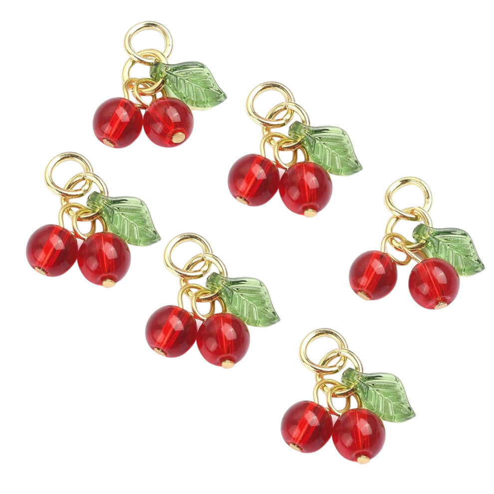 6Pcs Handmade Cherry Craft Accessories Stylish Jewelry Charm