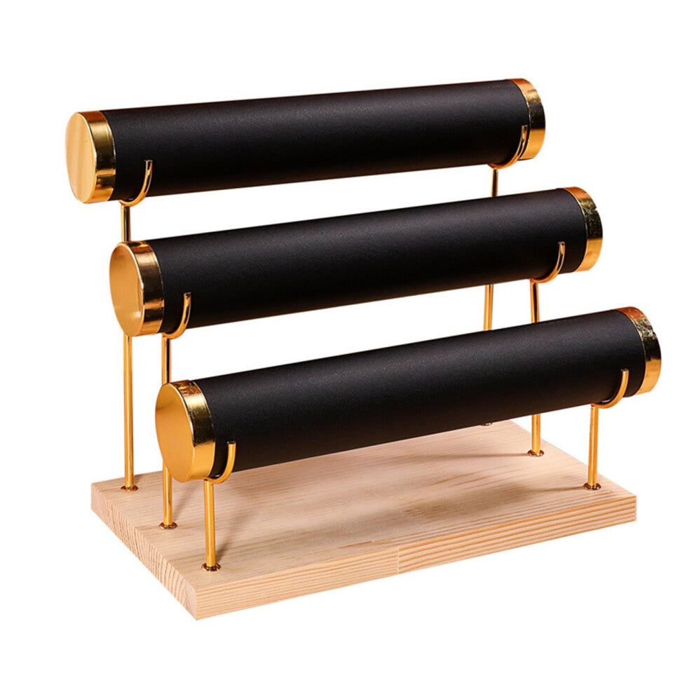 Stylish Jewelry Holder with Wood Base Detachable Tiered Rack for Bracelets Bangles and Elegant Watches Display Stand