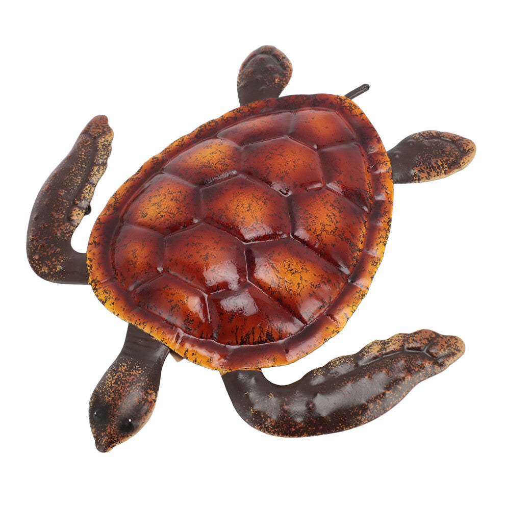 Vivid Rust-Proof Metal Sea Turtle Wall Decor for Home & Garden 12 Inch Red