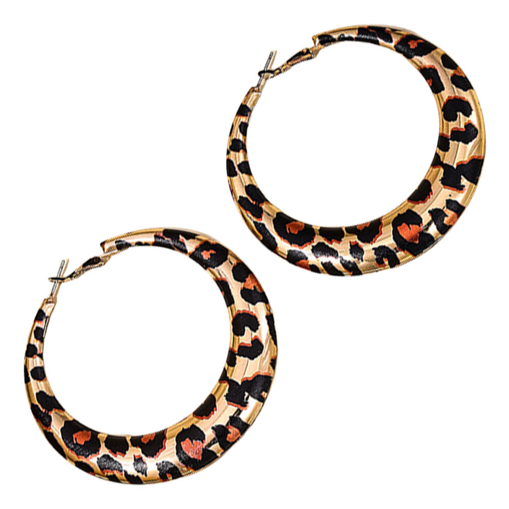 Contemporary Leopard Print Circula Studs Unique Geometric