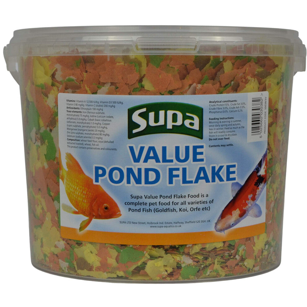 Supa Value Pond Flake Fish Food 3 Litre Bucket  Premium Quality Goldfish Koi  Coldwater Pond Fish Food  Provides A Nutritional Balanced Diet  Comes i