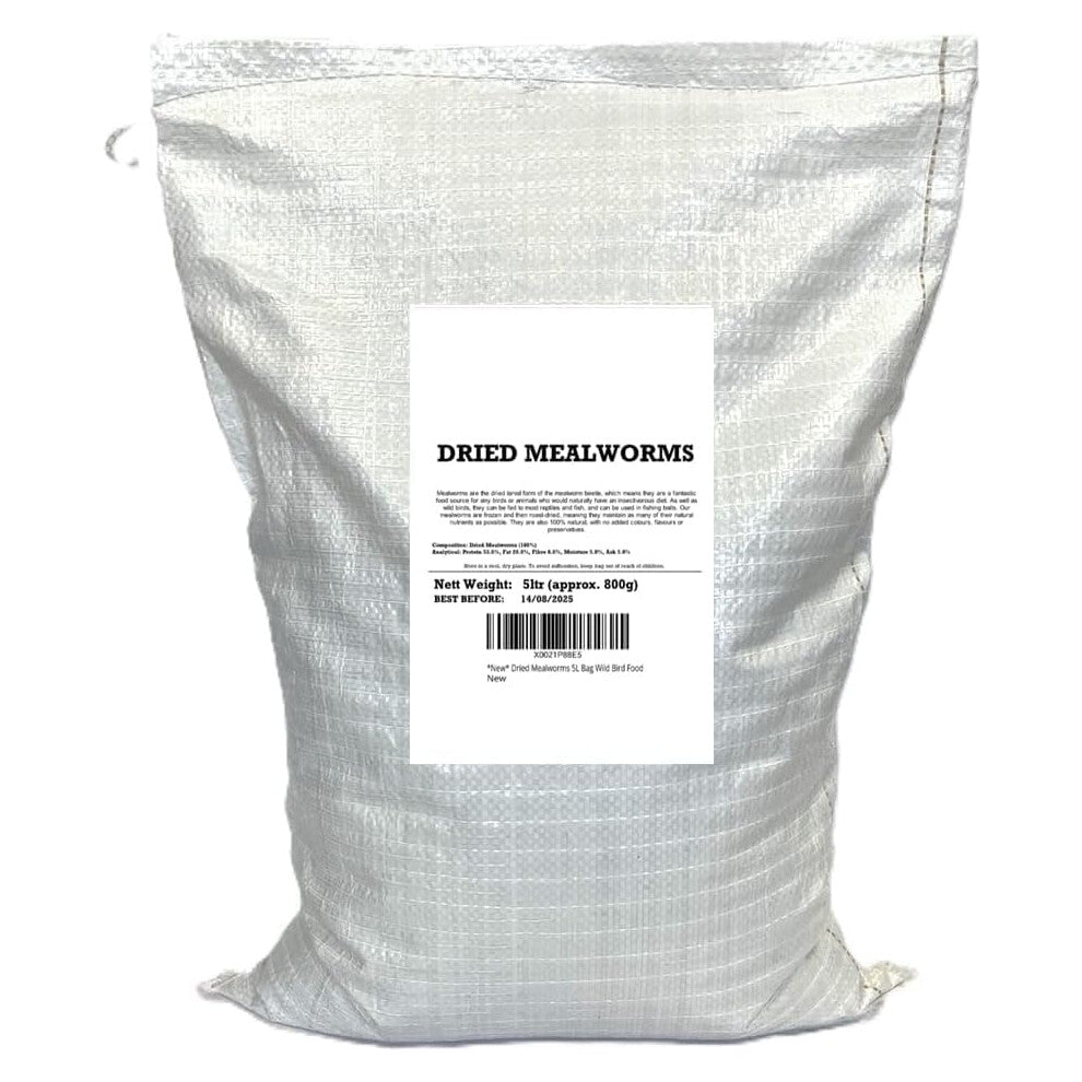 5 Litre Bag Dried Mealworms Premium Wild Bird Food Approx weight 800g  5l Insectivorous LPD