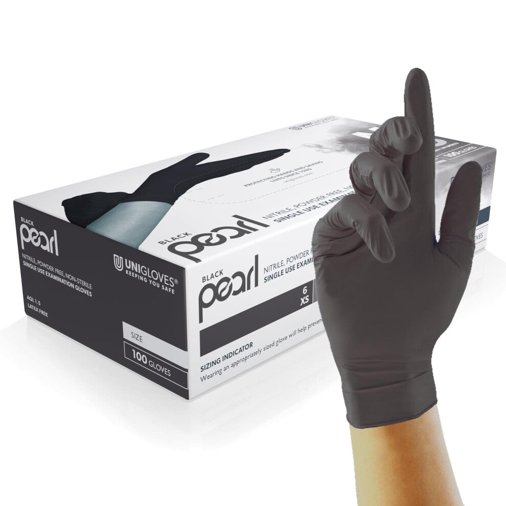 Unigloves Black Pearl Nitrile Examination Gloves , Multipurpose, Powder