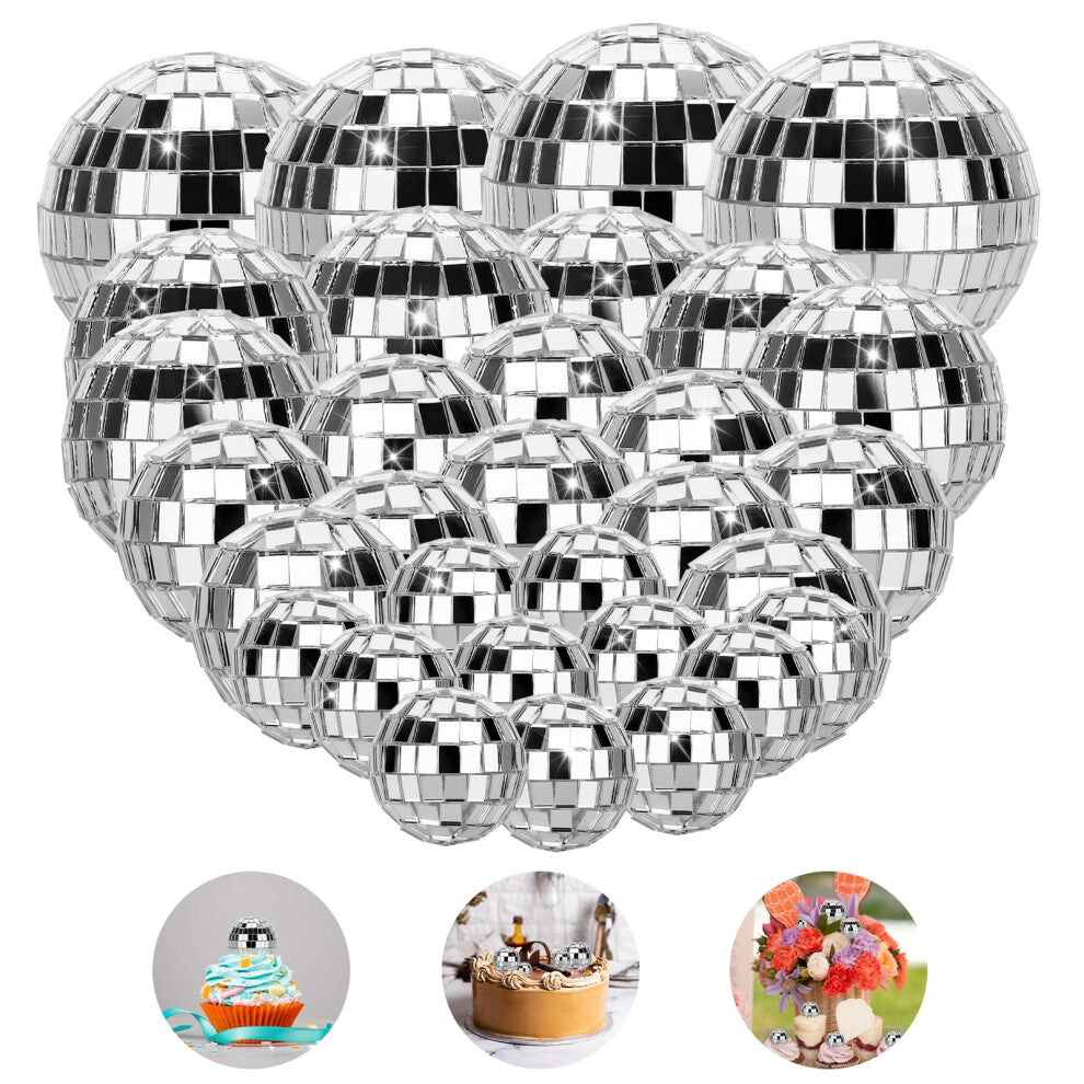 TranRantic, Disco, Mirror, Ball, Cake, Decorations, Sizes, Shiny, Topper, Mini, Party, Reusable