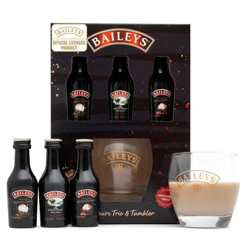 Baileys Gift Set - Irish Cream, Salted Caramel, Coffee 3x5cl & Glass