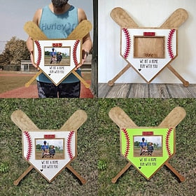 Baseball Picture Frame for Fathers Gifts from Kids, Wooden Baseball Frame for Fathers Day Graduation, Wood Frame Gifts for Fathers Day, Team Player Women Men,