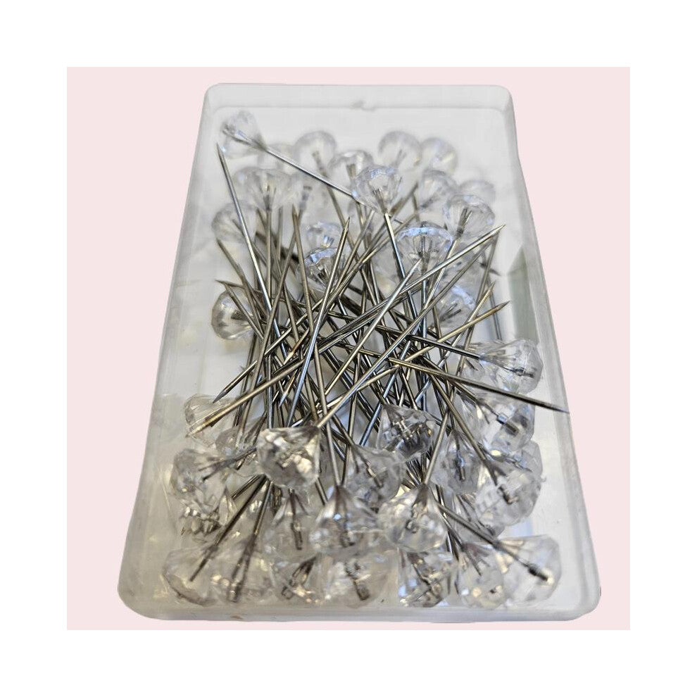 (Crystal Pins 1.75in 50PCS) Hijab Pins Crystal Pins Thin Pins Round Head Pins accessories