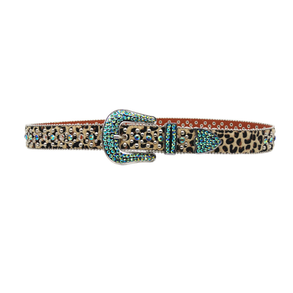 Rhinestones Belt for Women with Beaded Trim Glittering Pin