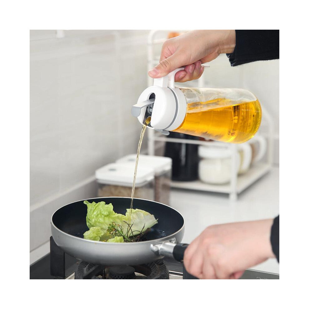 (White, 650ml) Glass Oil Dispenser, Automatic Flip Lid Oil Bottle, Oil Dispenser for Kitchen, Kitchen Utensils & Gadgets, Sweets Kitchen Accessories