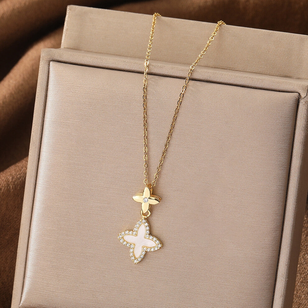 (Style 6) Elegant necklace, women's micro-inlaid zircon swan pendant necklace, niche design, light luxury style collarbone chain