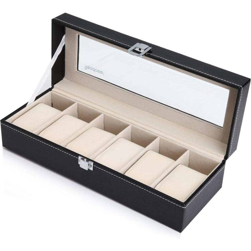 Watch Box for 6 Watches, Display Box-Box-Storage Box (Black)