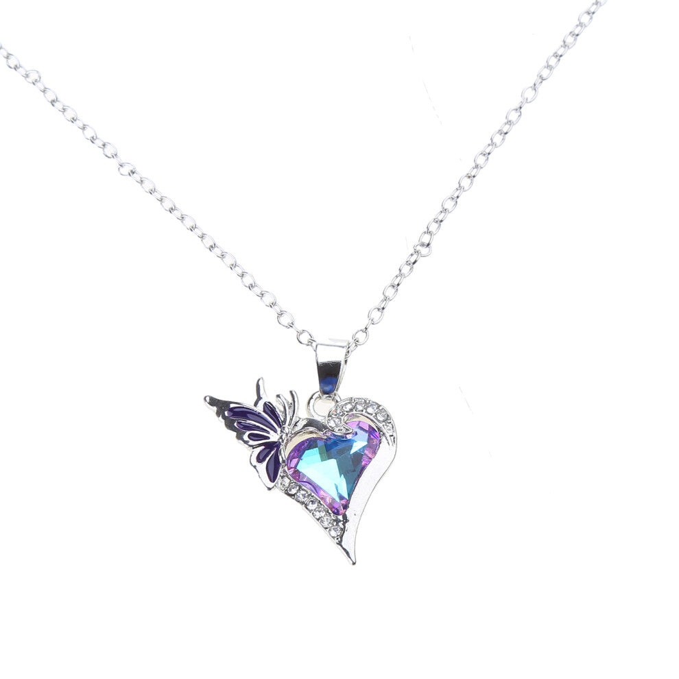 Adjustable Length Collarbone Chain Butterfly Crystal Heart