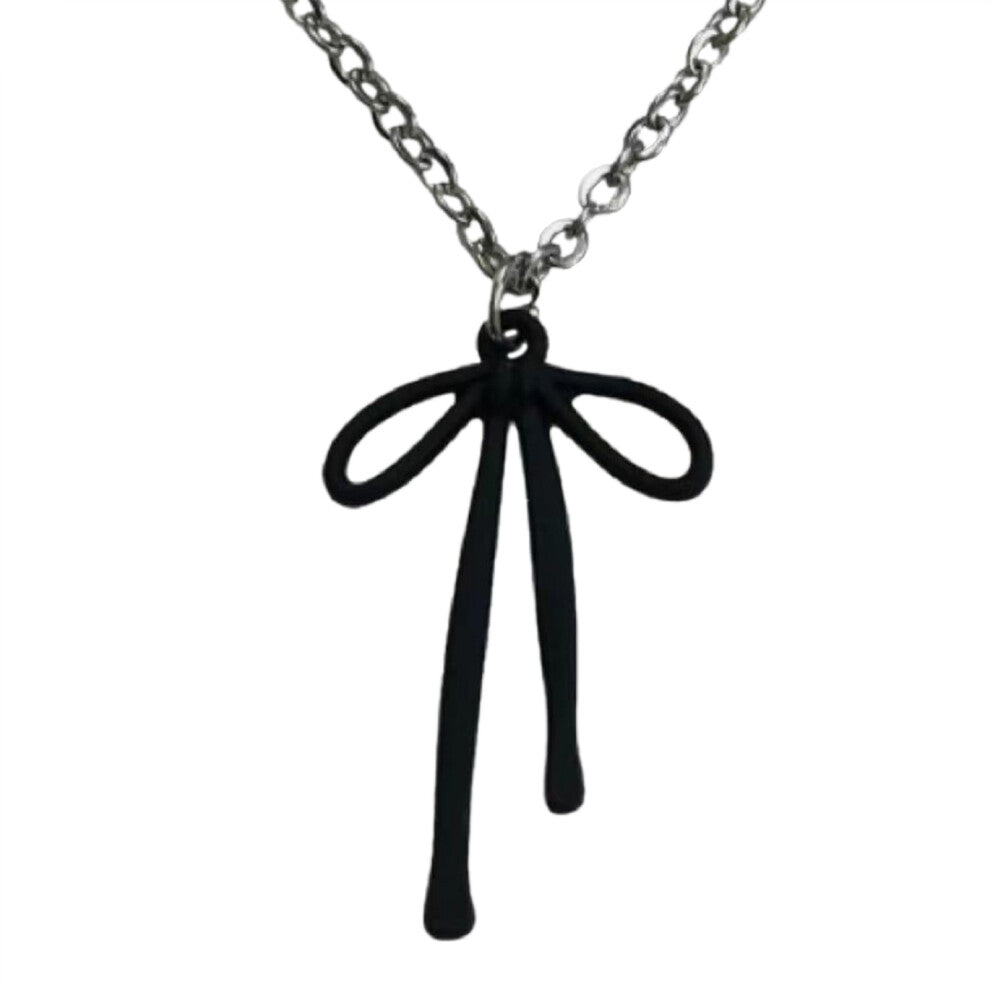 Black Bowknot Necklace Adjustable Collarbone Chain Bows Pendant