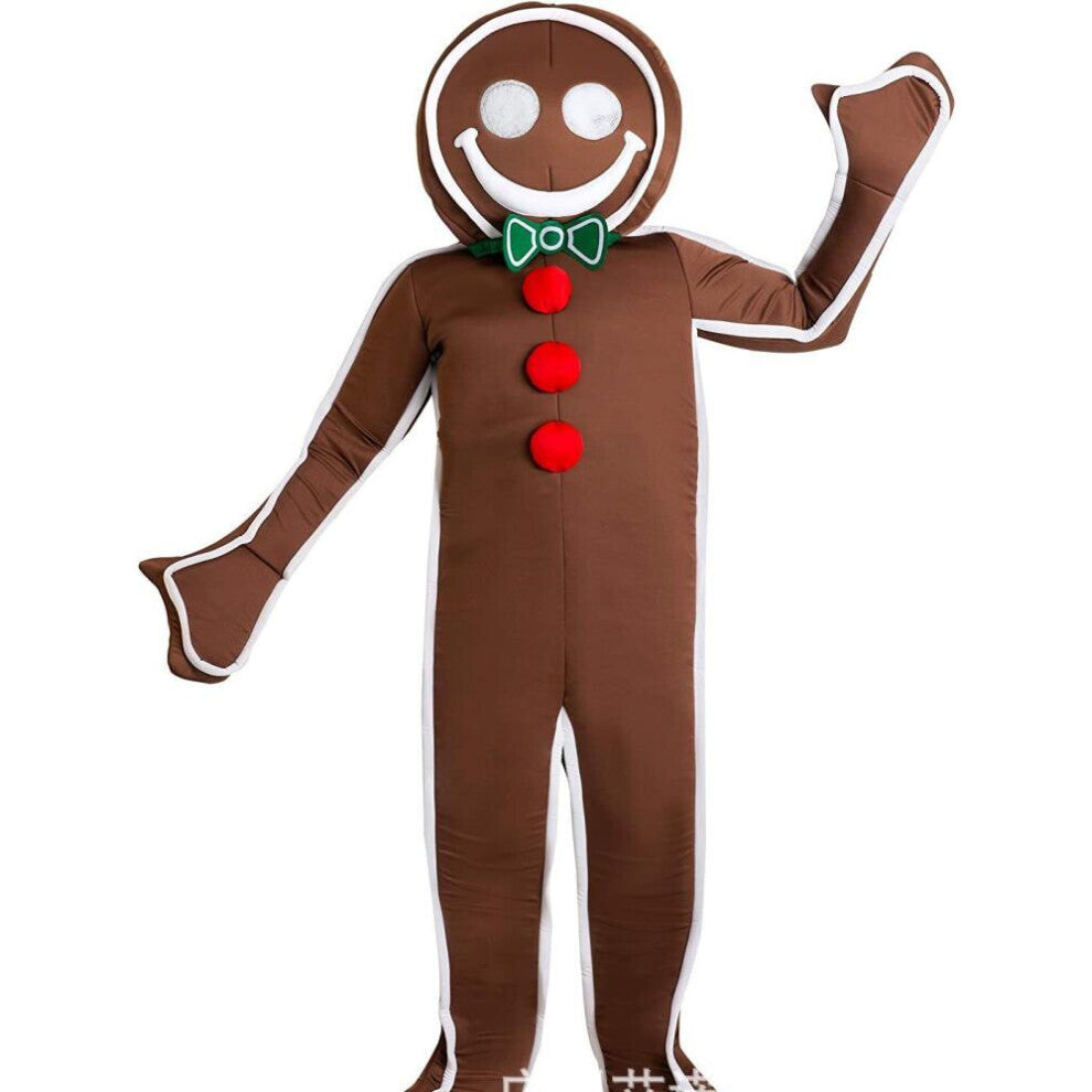 (2XL)Iced Gingerbread Man Costume For Adults, Christmas Cookie Costume
