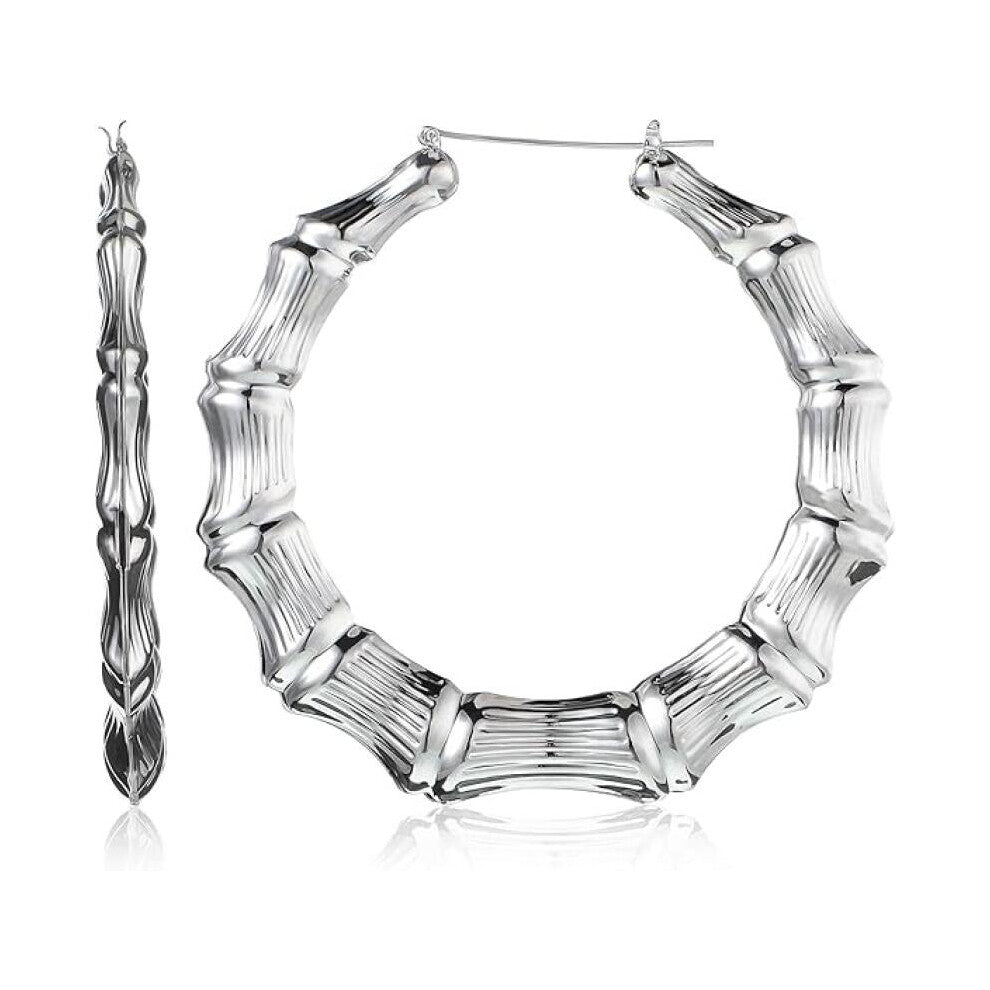 Large Bamboo Hoop Earrings Hip Hop Woman Bamboo Hoop Earrings Oversized Metal Hoop For Daily Wear 80s- 90s Rapper Accessories The Best Gift
