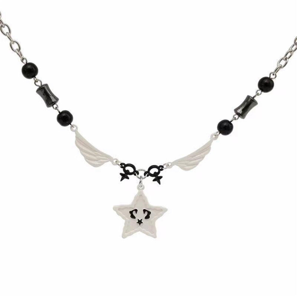 Goth Smile Star Choker Necklace Metal Collar Chain Beaded Punk