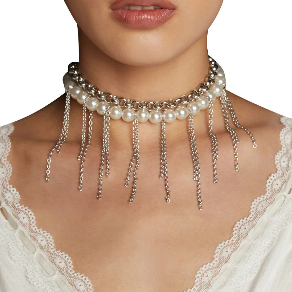 Double Layer Collar Necklace Elegant Imitation Pearls Choker
