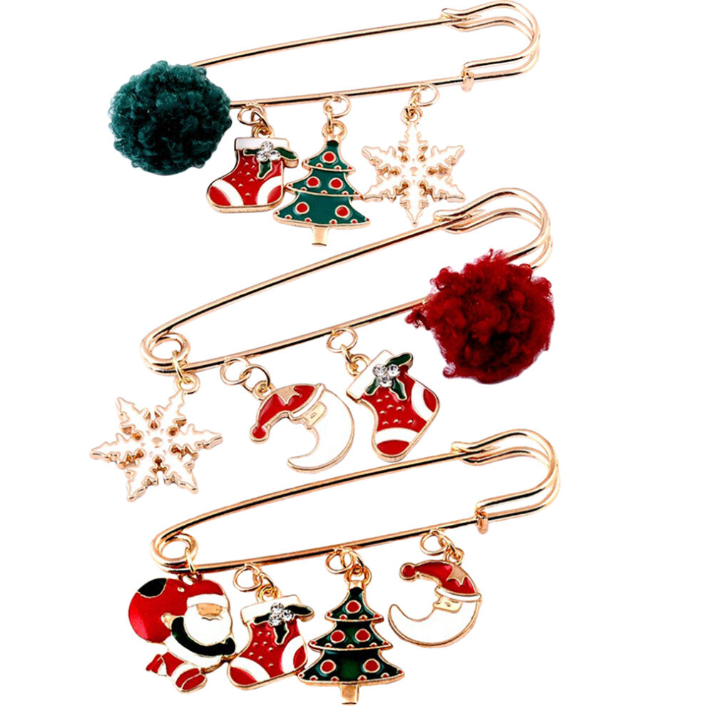 Clothing Accessory Lapel Pin Round Shape 3pcs 2.8x0.8in Alloy