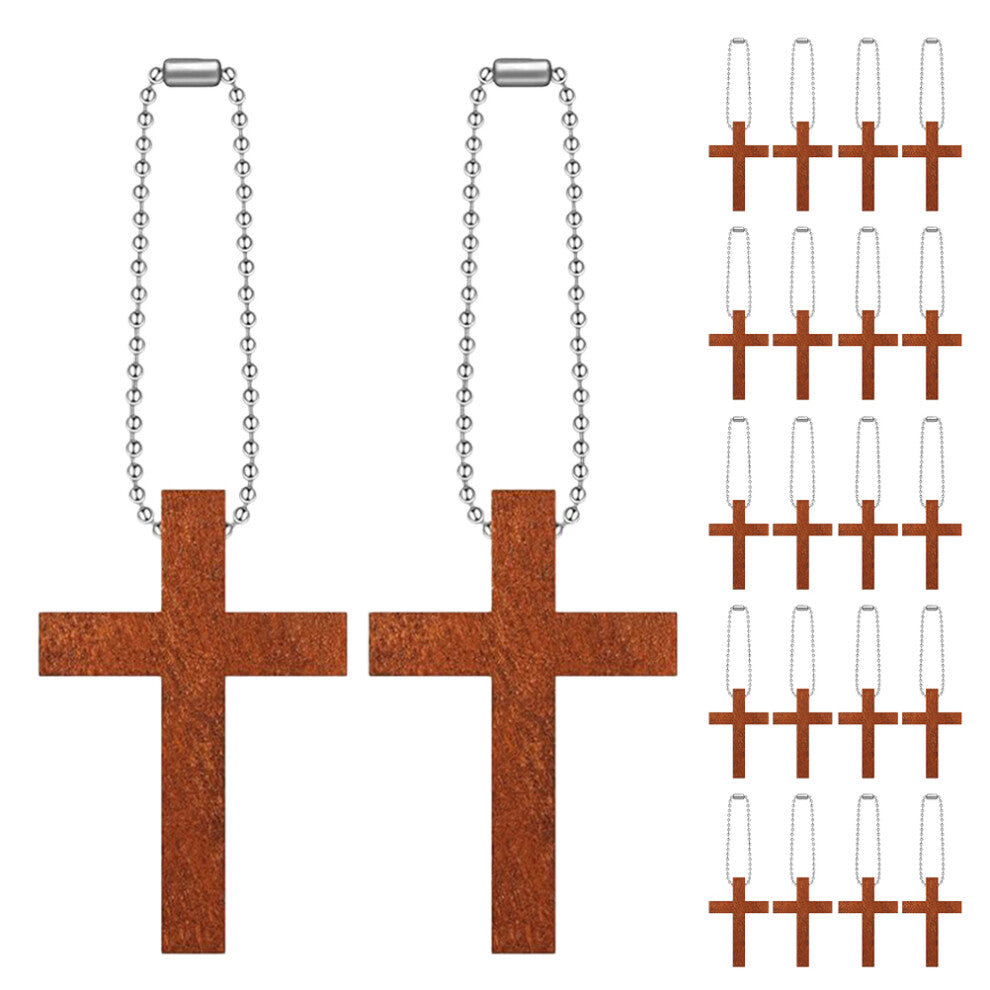 40pcs Christian Wooden Cross Charms for DIY Religious Crafts