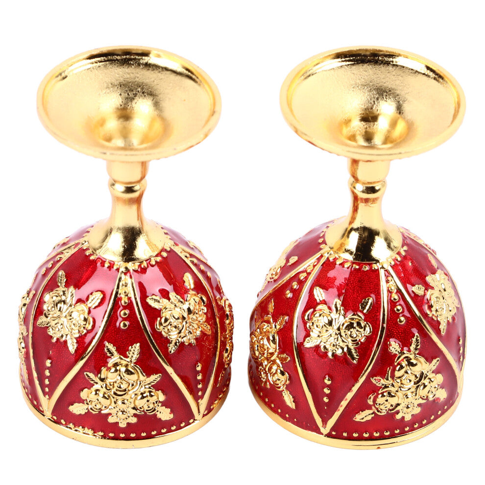 Elegant 2 Wine Glasses Set Premium Zinc Alloy 3D Rose Design Gold Red
