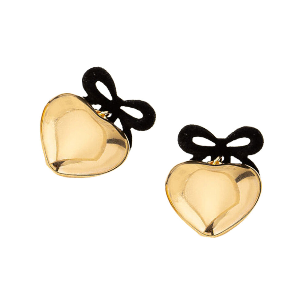 Fashionable Alloy Heart Charm Necklace with Flocking-earrings