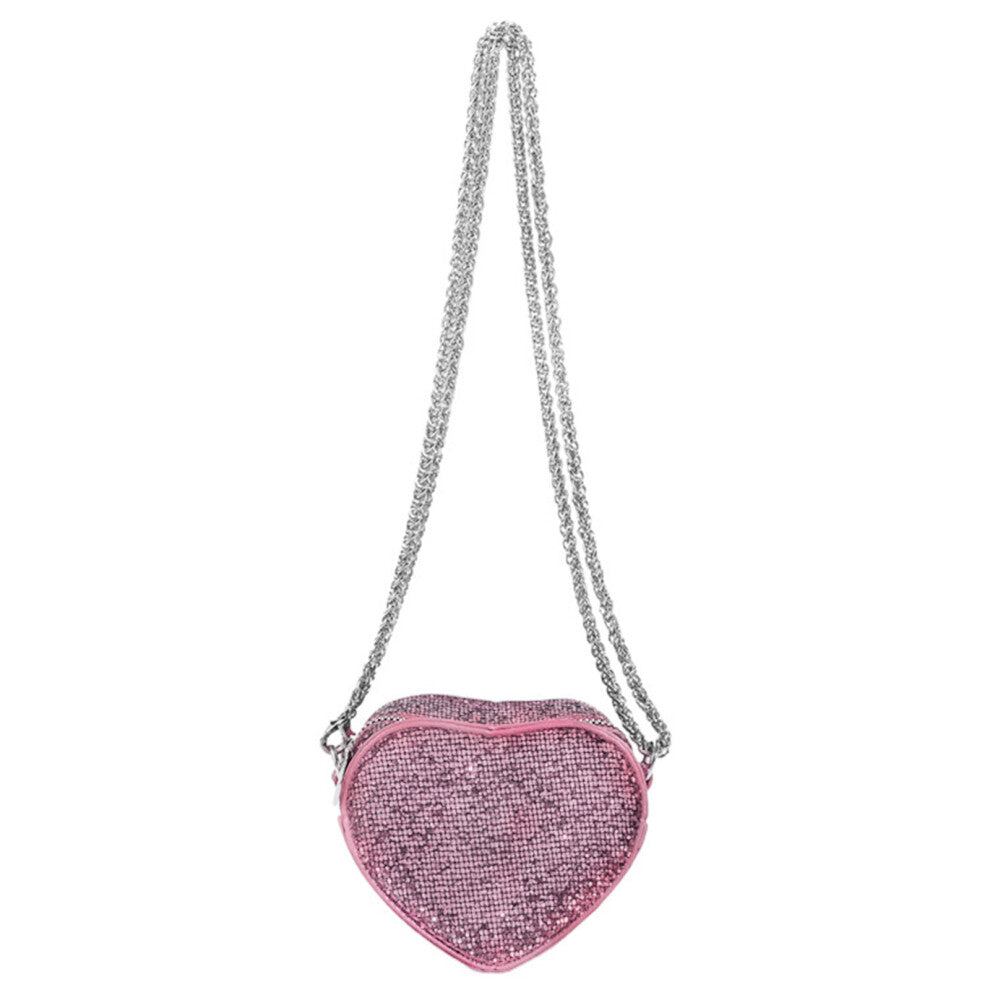 Glitters Heart Purse Sparkling Sequins Purse Crossbody-Pink