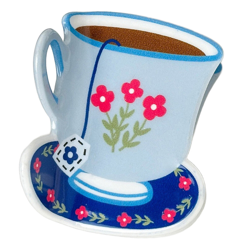 Unique Coffee Cup Print Hair Claw Light weight Durability-Blue