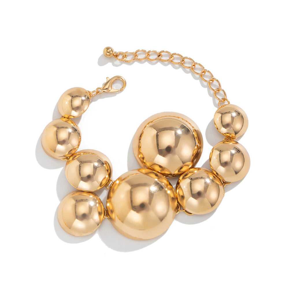 Unique Designs Metal Circle Pendant-Gold-color Bracelet