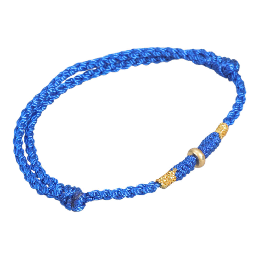 Red String Chinese Style Bracelet Golden Bead-Charm blue