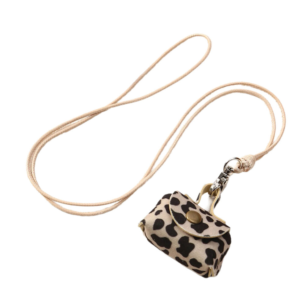 Retro Styles Hanging Neck Bag Pendant-Beige cow pattern ha