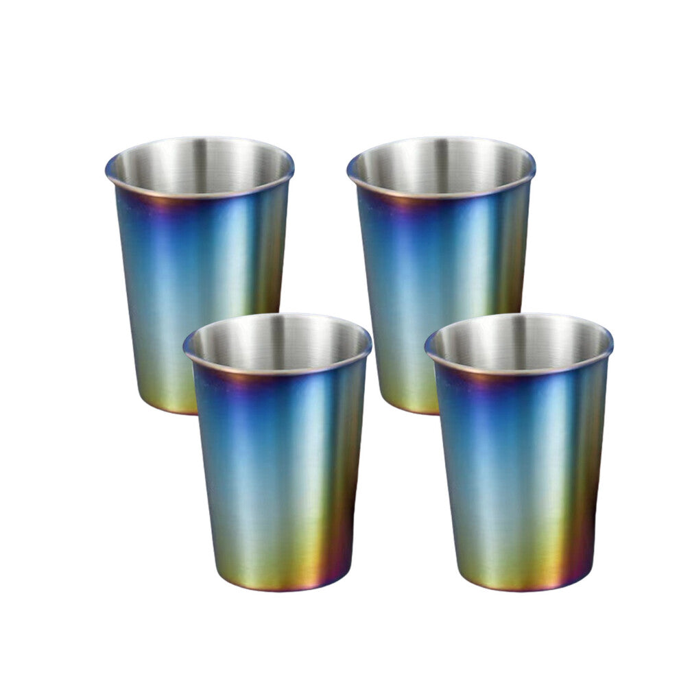 Set Of 4 Stainless Steel Drinking Cups Coffee Tumblers-400ml