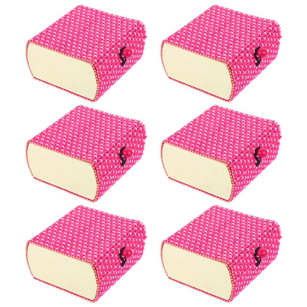 6pcs Bamboo Sundries Box Miniature Bamboo Curtain Cane Treasure Chests
