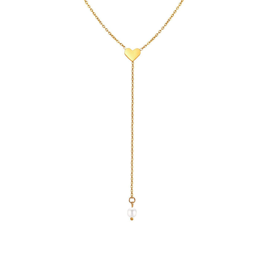 Sophisticated Pearls Tassels Necklace Charm-Gold love