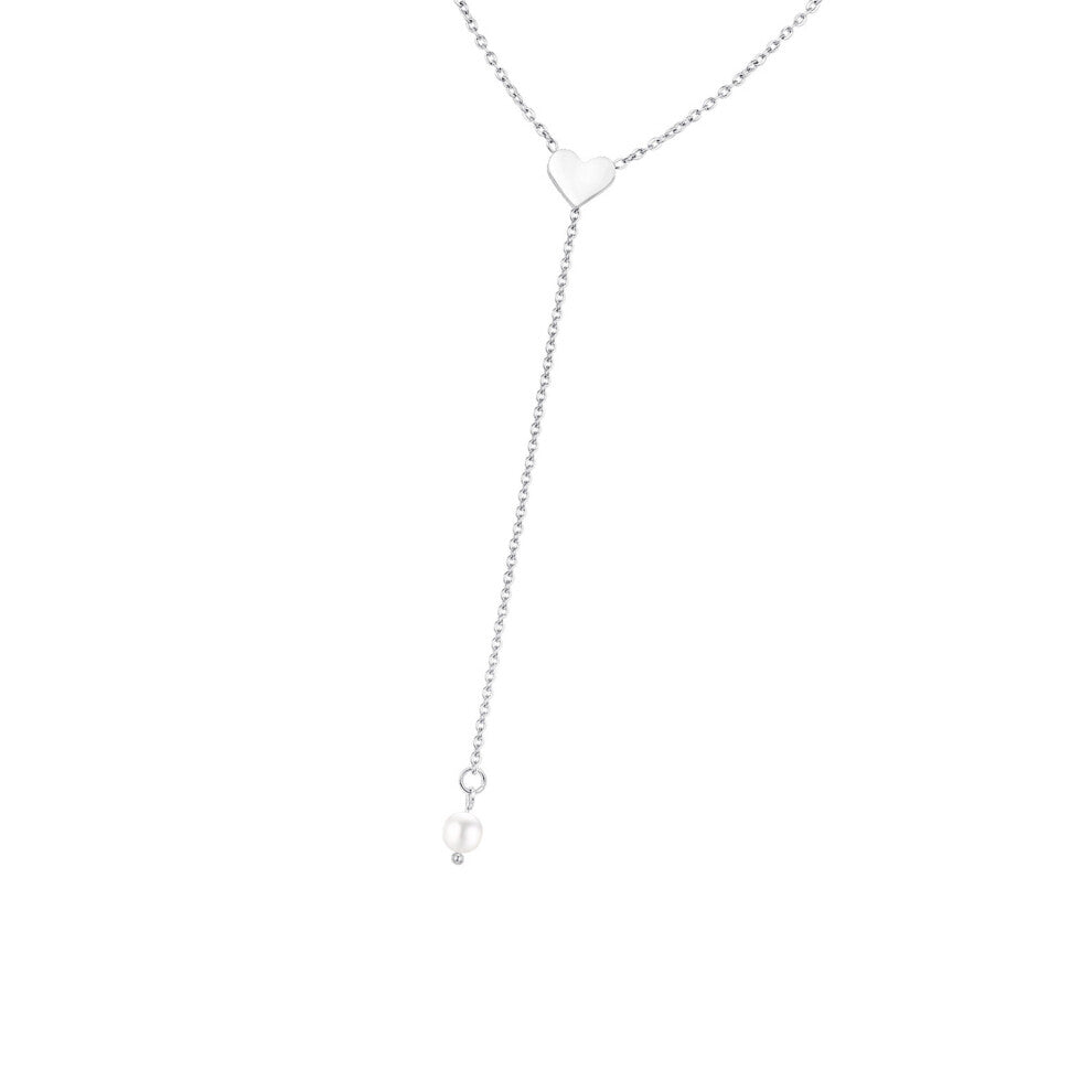 Sophisticated Pearls Tassels Necklace Charm-Silver love