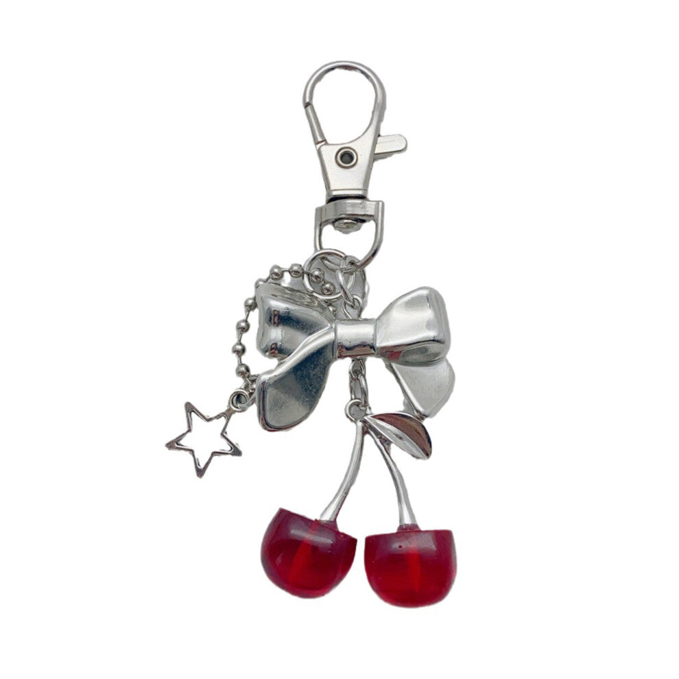 Cherrys Bag Charm Keychain for Women Purses Handbags-Red