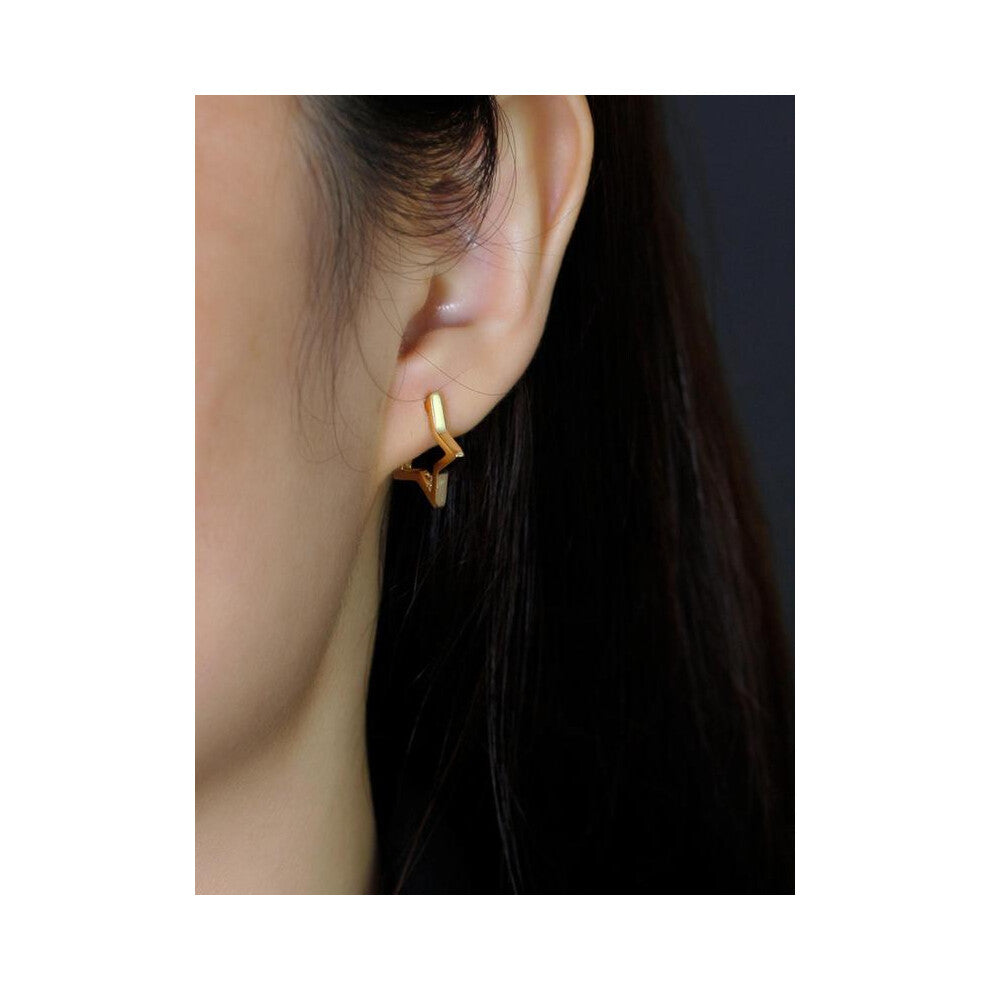 (Golden, one-size) Minimalist Hollow Out Cute Star Hoop Earrings, Jewellery for Women, Summer Outfits 2025, Casual Simple Personalized Gifts, Fashion