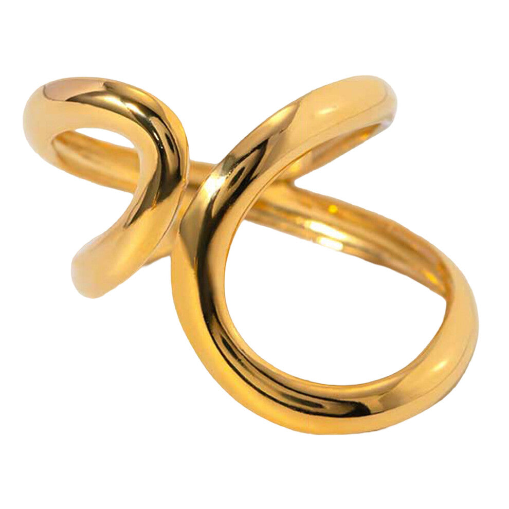 Exaggerated Opening Rings Stainless Steel Texture Suitable-3011