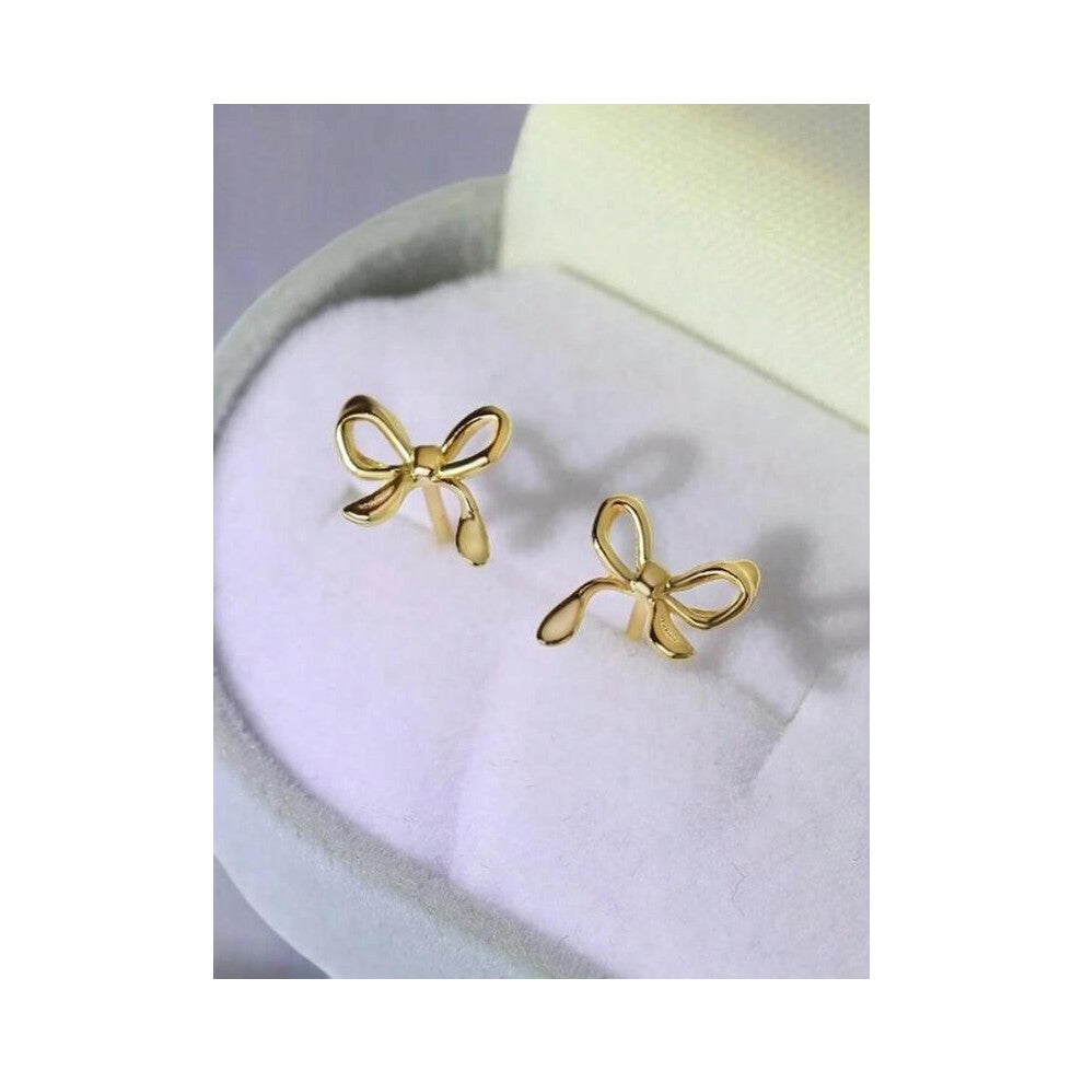 (Set, one-size) S925 Sterling Silver Bowknot Design Stud Earrings, Elegant Jewelry for Women for Party, Daily Clothing Decor, Trendy All-match