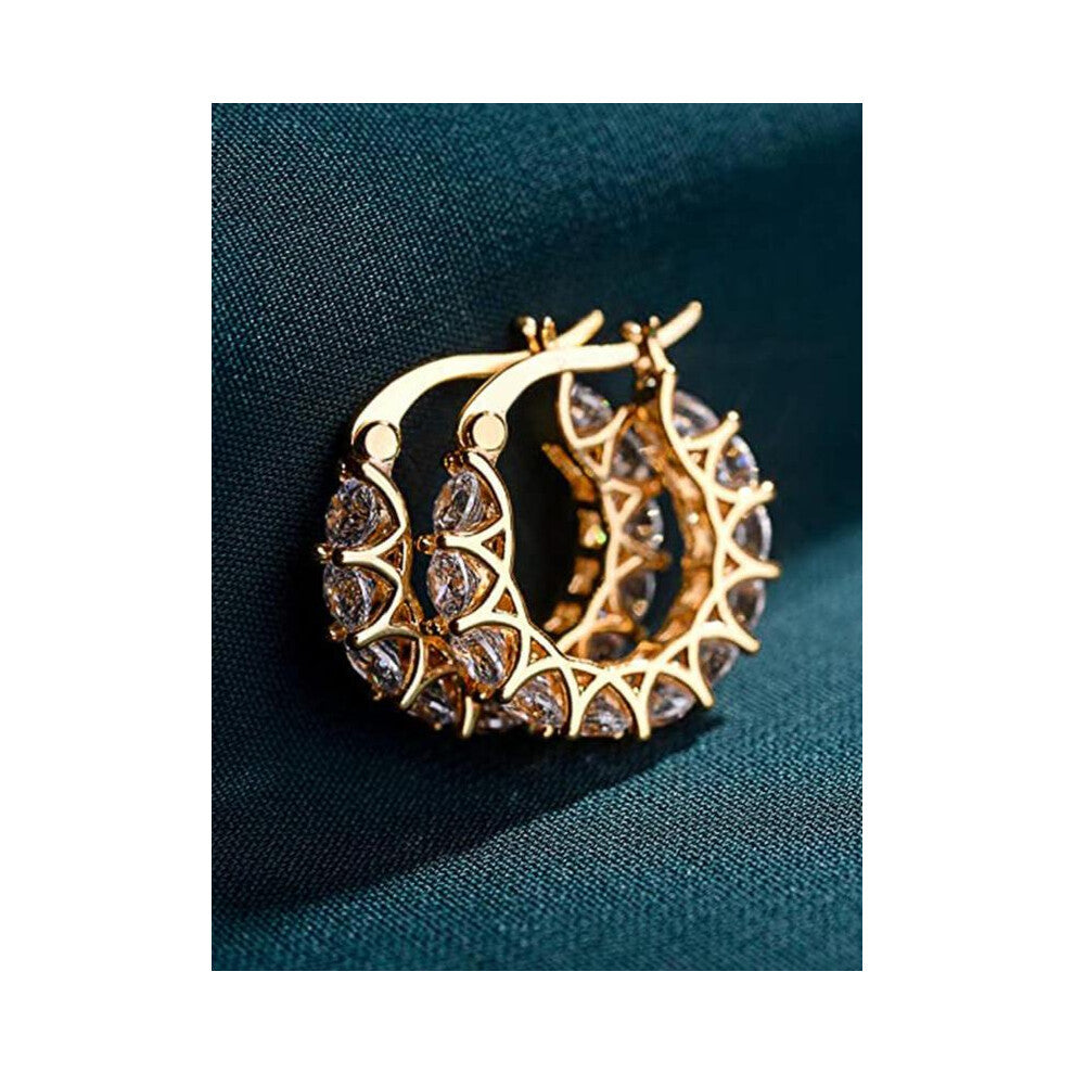 (Golden, one-size) 1 Pair Rhinestone Decorated Hoop Earrings, Temperament Jewelry for Party, Daily Clothing Decor, Minimalist Aesthetic Jewelry Gift f
