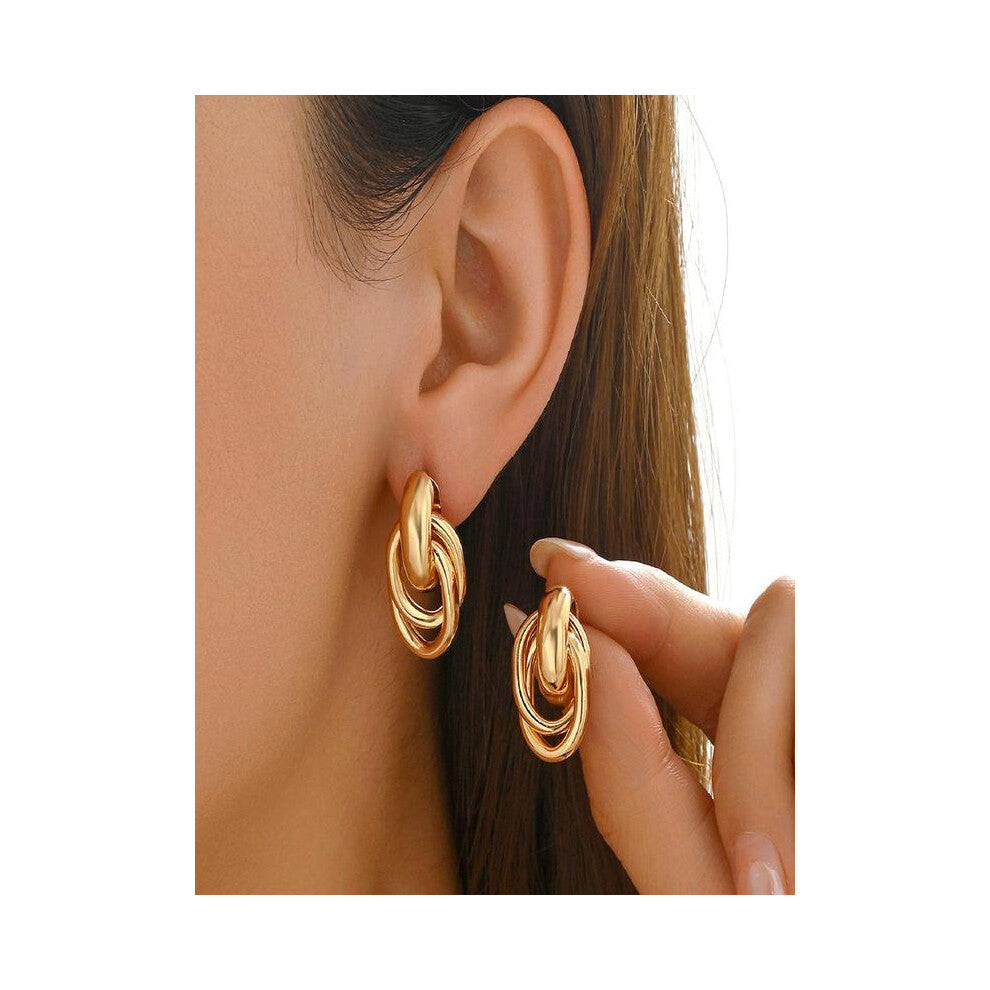 (Golden, One size fits all.) Fashionable Minimalist Earrings, Fashion Elegant Minimalist Earrings for Party, Daily Clothing Decor, Trendy All-match