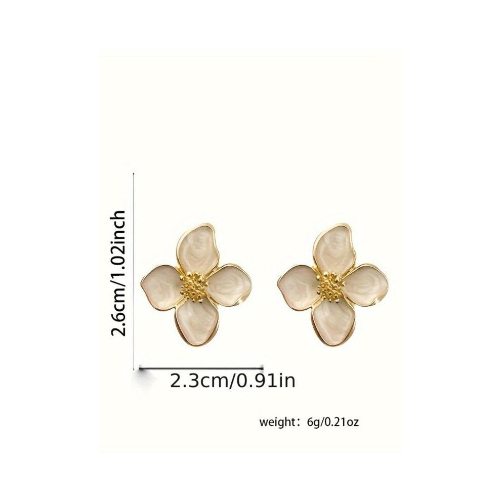 (Red, one-size) Vintage Flower Design Stud Earrings, Fashionable Jewelry for Women, Daily Clothing Decor, Trendy All-match & Exquisite Jewelry for Bir