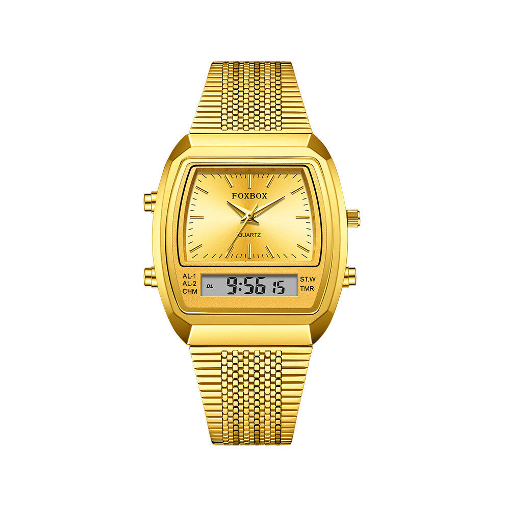 ( gold) LIGE FOXBOX Men Rectangle Watch LED Wristwatch Boys Digital Quartz Sport Watches