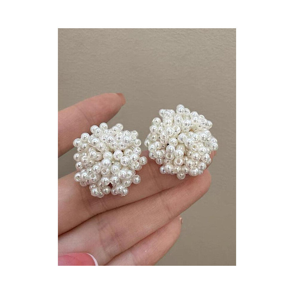 (White, one size fits all) Faux Pearl Decorated Dangle Earrings, Elegant Jewelry for Women for Party, Daily Clothing Decor, Trendy All-match & Exquisi