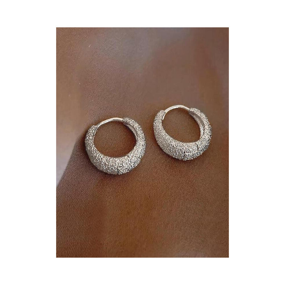 (Silver, one size fits all) Glitter Hoops Earrings, Fashionable Earrings for Women, Daily Use, Trendy All-match & Exquisite Jewelry for Birthday Gift